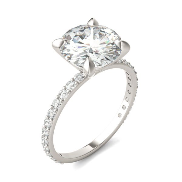 ROUND BRILLIANT MARTINI ACCENTED ENGAGEMENT RING