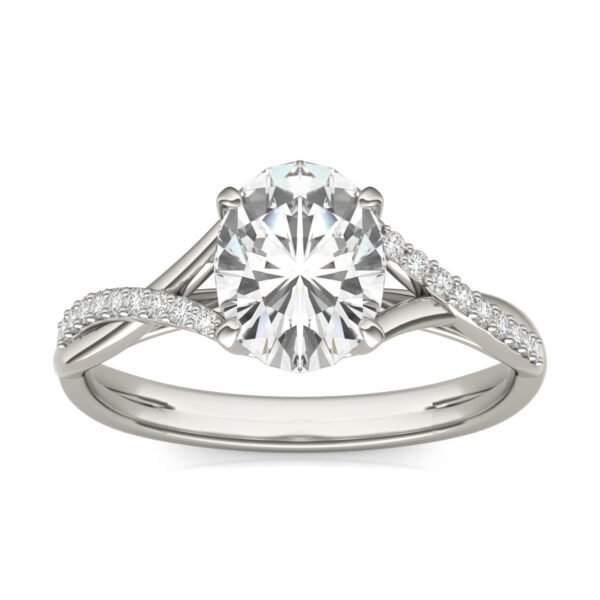 OVAL SIGNATURE TWISTED SIDE-STONE ENGAGEMENT RING