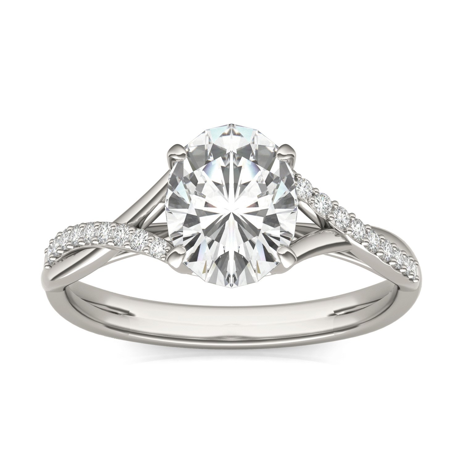OVAL SIGNATURE TWISTED SIDE-STONE ENGAGEMENT RING