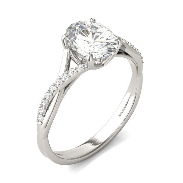 OVAL SIGNATURE TWISTED SIDE-STONE ENGAGEMENT RING
