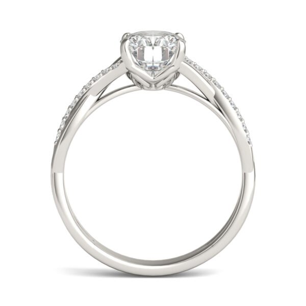 OVAL SIGNATURE TWISTED SIDE-STONE ENGAGEMENT RING