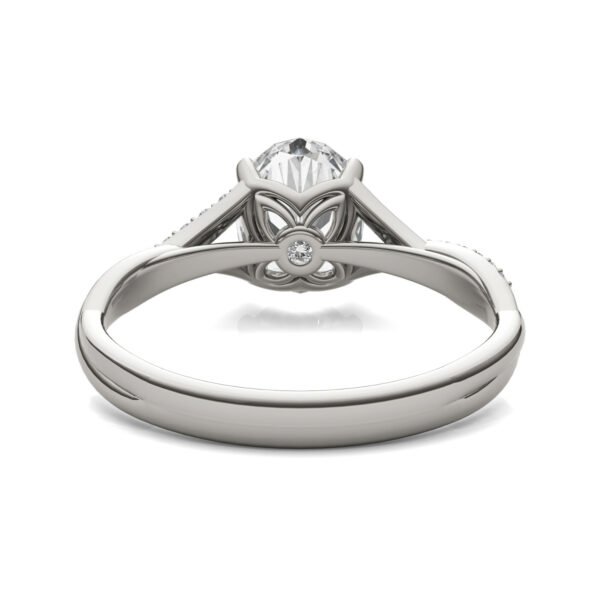 OVAL SIGNATURE TWISTED SIDE-STONE ENGAGEMENT RING