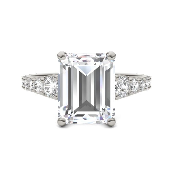 EMERALD SIGNATURE GRADUATED SIDE-STONE ENGAGEMENT RING