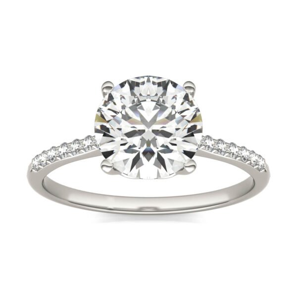 ROUND BRILLIANT SIGNATURE PETITE SIDE-STONE ENGAGEMENT RING