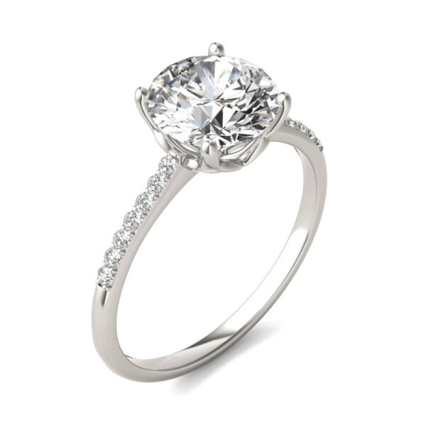 ROUND BRILLIANT SIGNATURE PETITE SIDE-STONE ENGAGEMENT RING