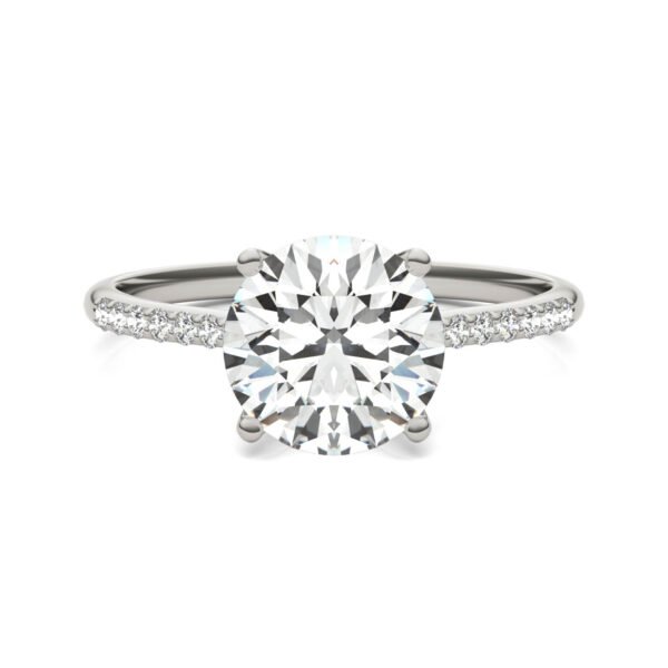 ROUND BRILLIANT SIGNATURE PETITE SIDE-STONE ENGAGEMENT RING