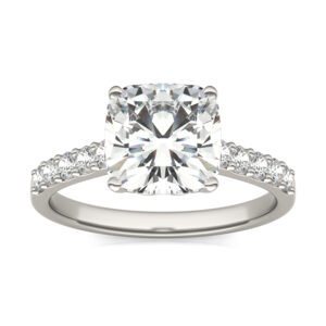 CUSHION SIGNATURE BOLD SIDE-STONE ENGAGEMENT RING