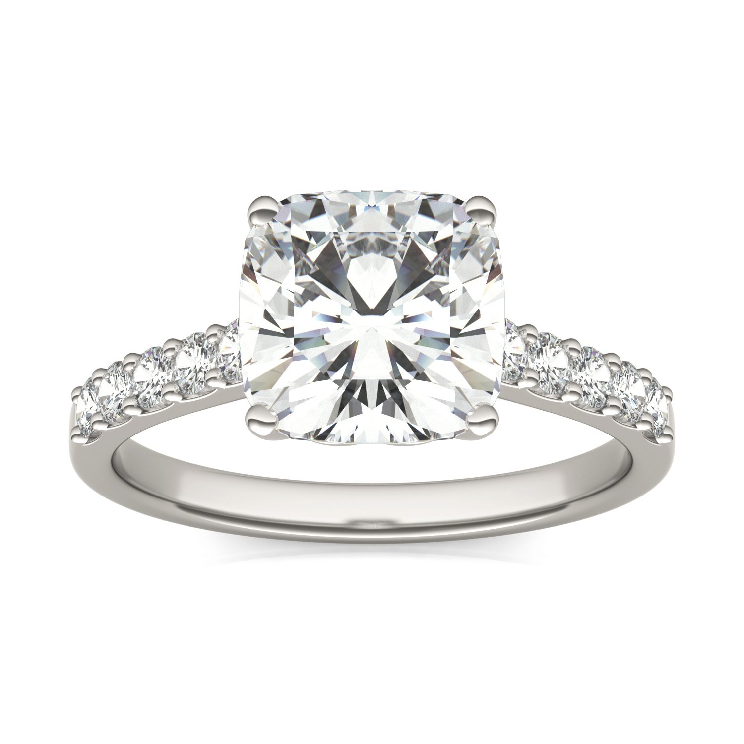 CUSHION SIGNATURE BOLD SIDE-STONE ENGAGEMENT RING