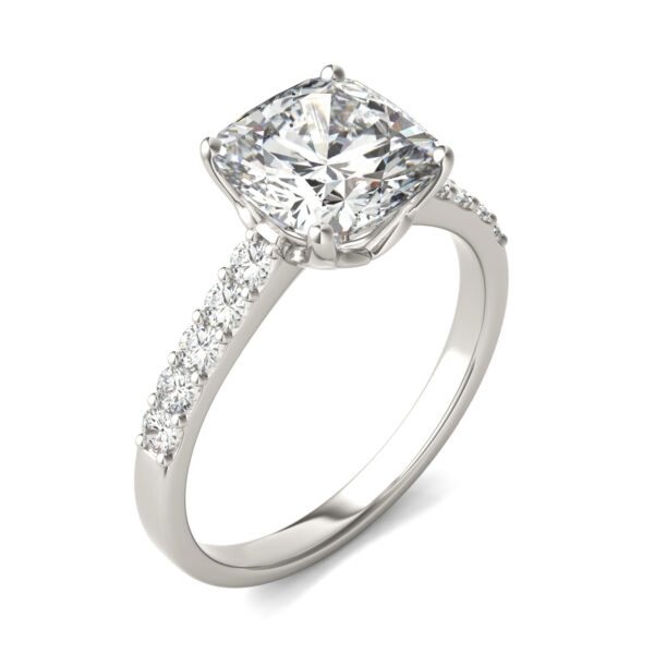 CUSHION SIGNATURE BOLD SIDE-STONE ENGAGEMENT RING