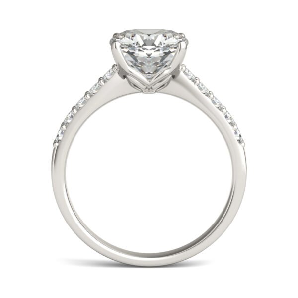 CUSHION SIGNATURE BOLD SIDE-STONE ENGAGEMENT RING