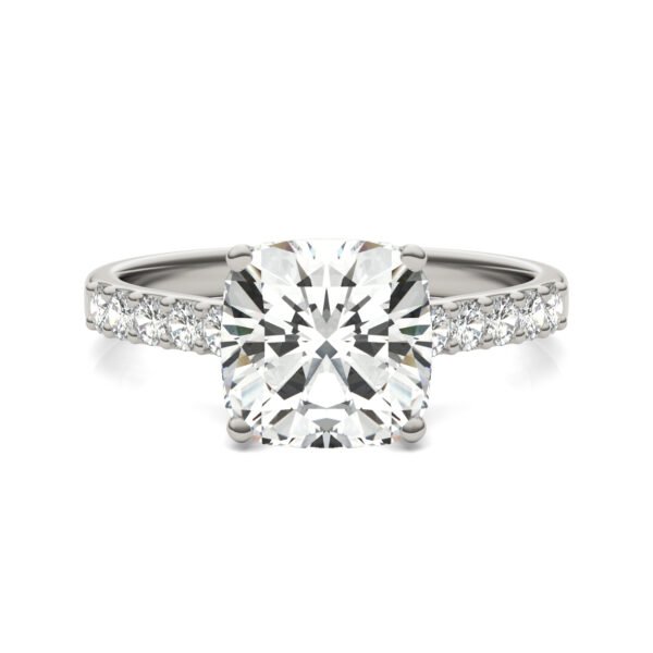 CUSHION SIGNATURE BOLD SIDE-STONE ENGAGEMENT RING