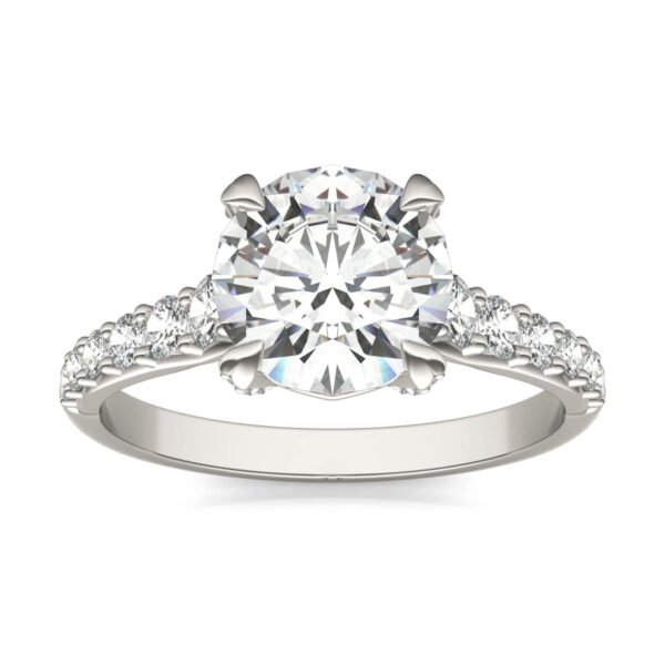 ROUND BRILLIANT LUXE ACCENTED TRELLIS ENGAGEMENT RING