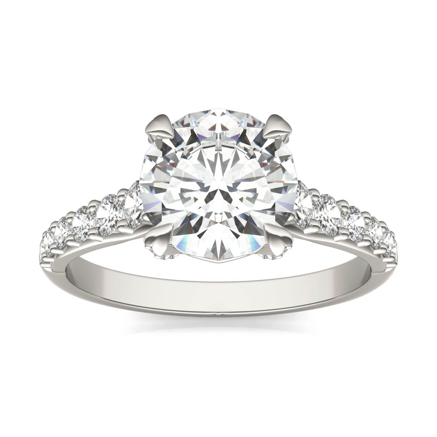 ROUND BRILLIANT LUXE ACCENTED TRELLIS ENGAGEMENT RING