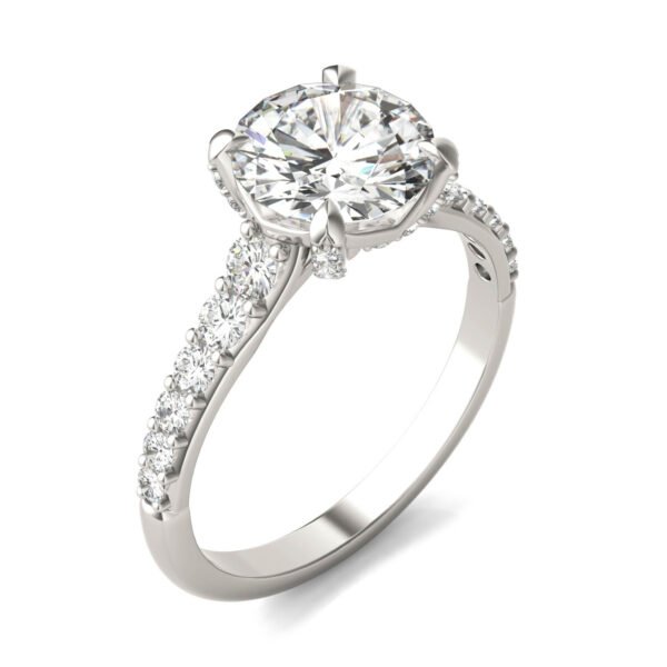 ROUND BRILLIANT LUXE ACCENTED TRELLIS ENGAGEMENT RING