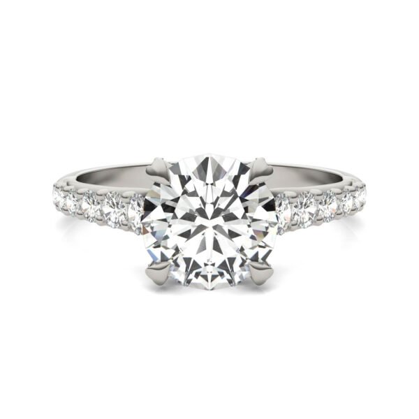 ROUND BRILLIANT LUXE ACCENTED TRELLIS ENGAGEMENT RING