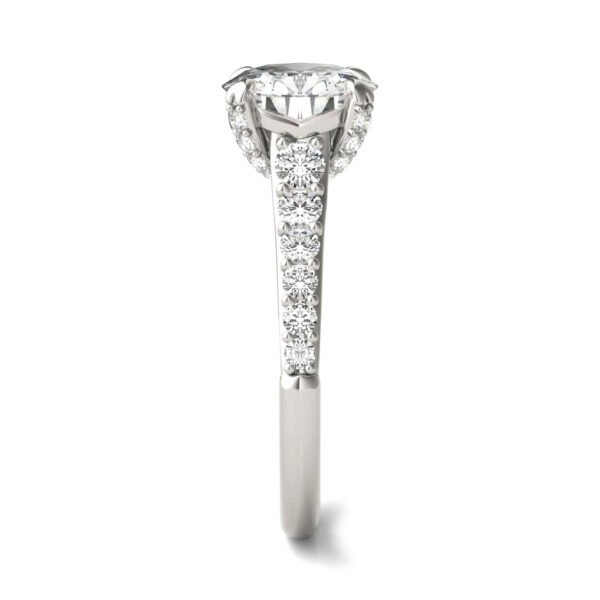 ROUND BRILLIANT LUXE ACCENTED TRELLIS ENGAGEMENT RING