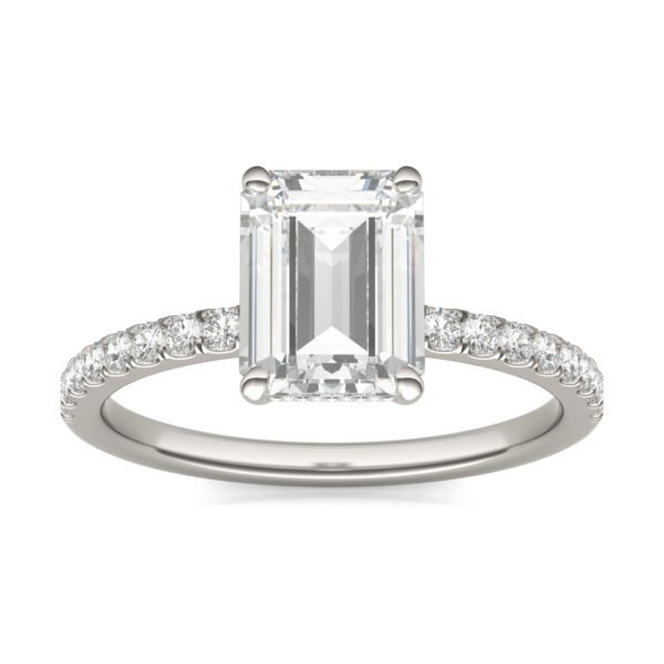 EMERALD CLASSIC ACCENTED HIDDEN HALO ENGAGEMENT RING