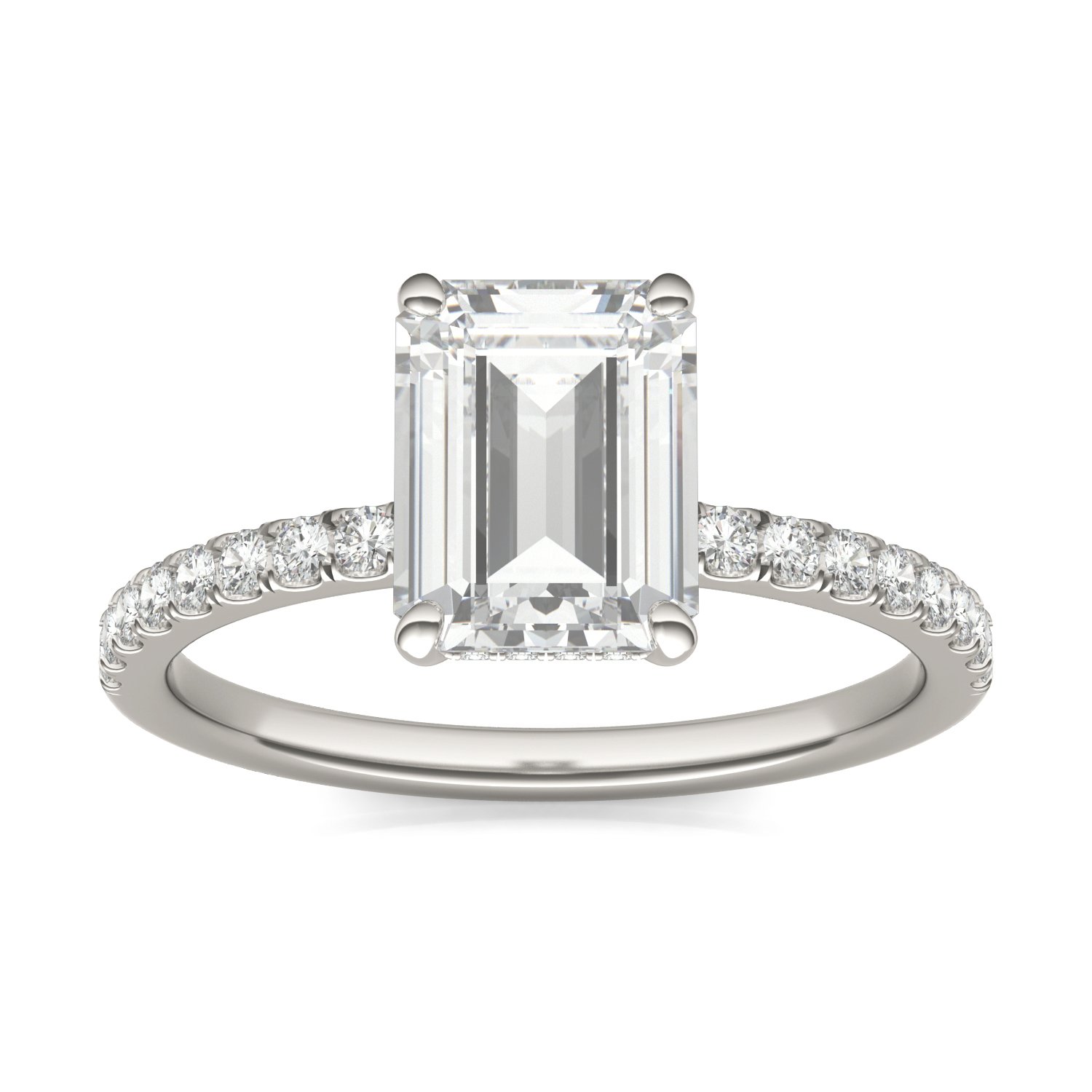 EMERALD CLASSIC ACCENTED HIDDEN HALO ENGAGEMENT RING