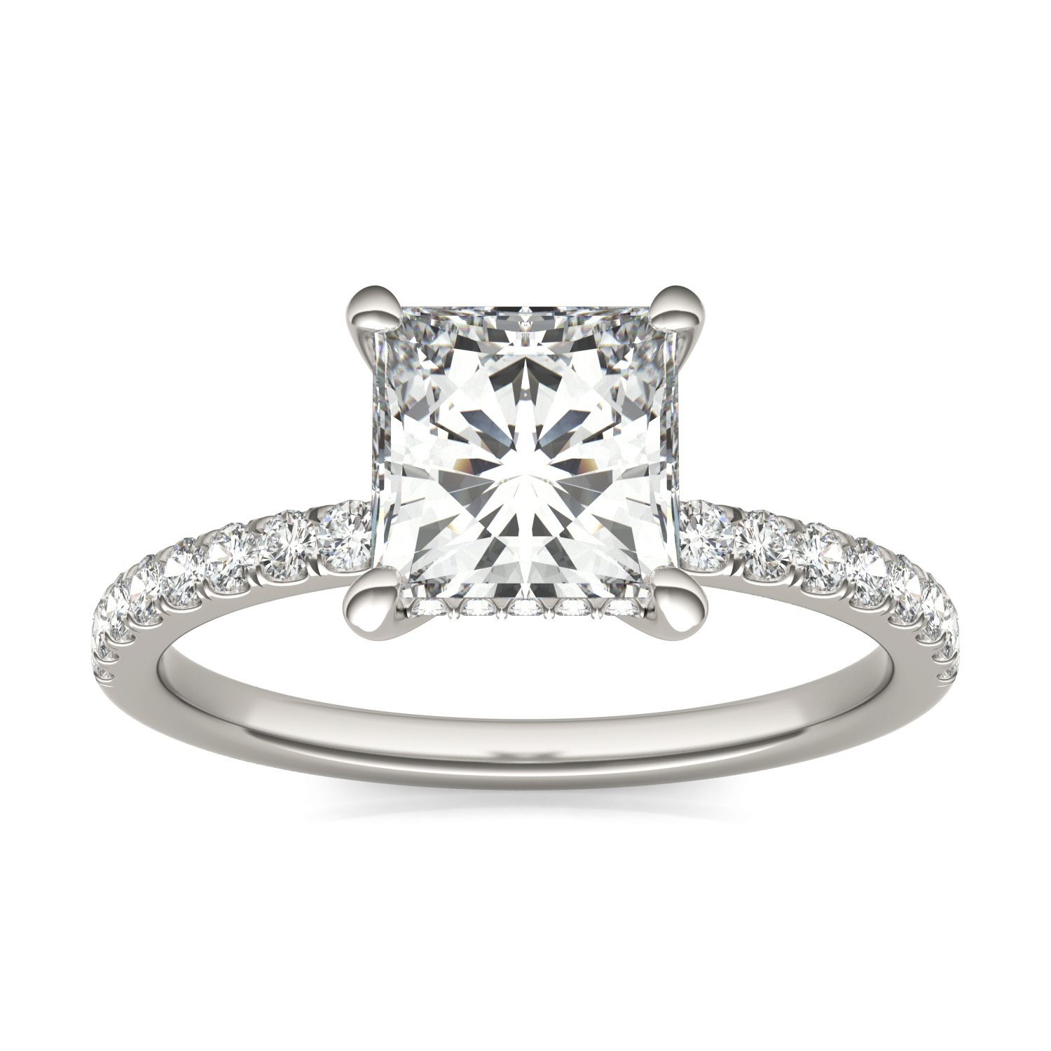PRINCESS CLASSIC ACCENTED HIDDEN HALO ENGAGEMENT RING