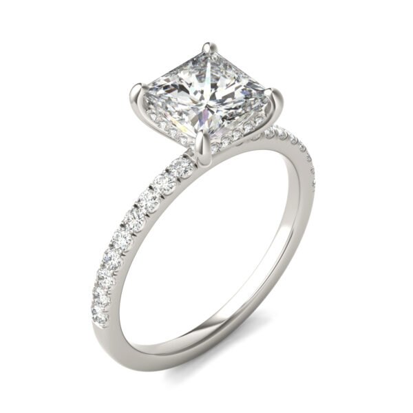 PRINCESS CLASSIC ACCENTED HIDDEN HALO ENGAGEMENT RING