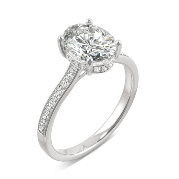 OVAL ETERNAL SIDE-STONE HIDDEN HALO ENGAGEMENT RING