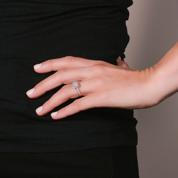 CUSHION ADORA HALO ENGAGEMENT RING
