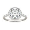 ROUND HEARTS & ARROWS SIGNATURE ACCENTED HALO ENGAGEMENT RING