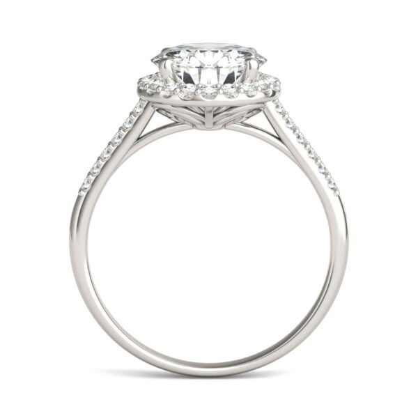 ROUND HEARTS & ARROWS SIGNATURE ACCENTED HALO ENGAGEMENT RING
