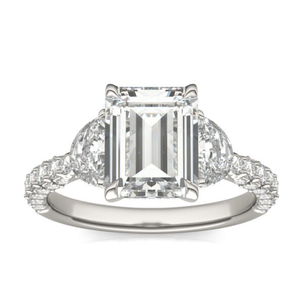 EMERALD LUMINA THREE-STONE ENGAGEMENT RING