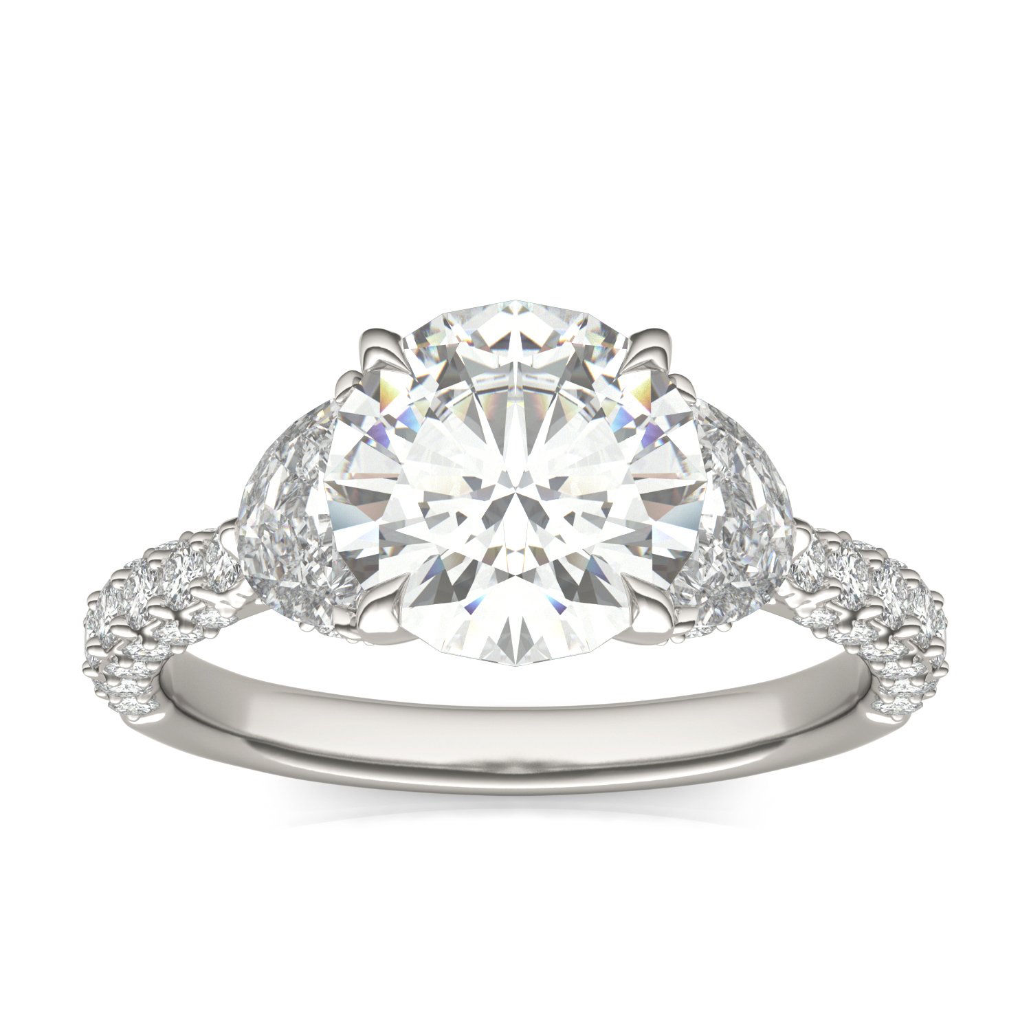 ROUND BRILLIANT LUMINA THREE-STONE ENGAGEMENT RING