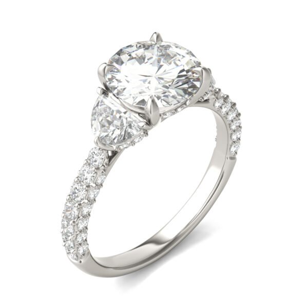 ROUND BRILLIANT LUMINA THREE-STONE ENGAGEMENT RING