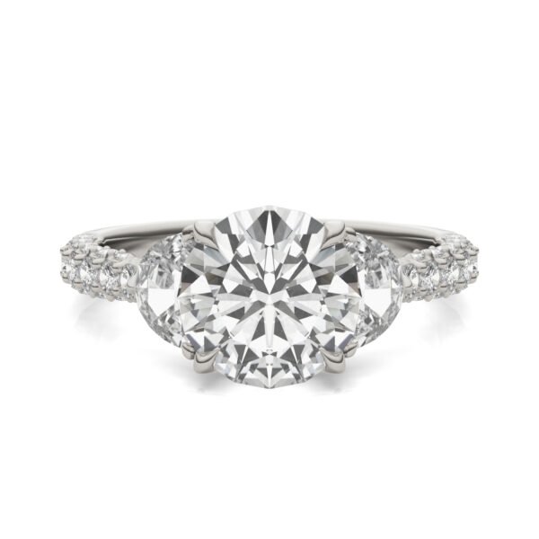 ROUND BRILLIANT LUMINA THREE-STONE ENGAGEMENT RING