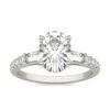 OVAL TAPERED BAGUETTE ACCENTED THREE-STONE ENGAGEMENT RING