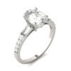 OVAL TAPERED BAGUETTE ACCENTED THREE-STONE ENGAGEMENT RING