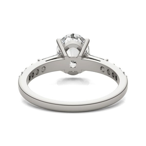 OVAL TAPERED BAGUETTE ACCENTED THREE-STONE ENGAGEMENT RING