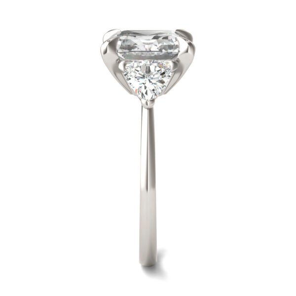 ASSCHER CLAW PRONG TRILLION THREE-STONE ENGAGEMENT RING