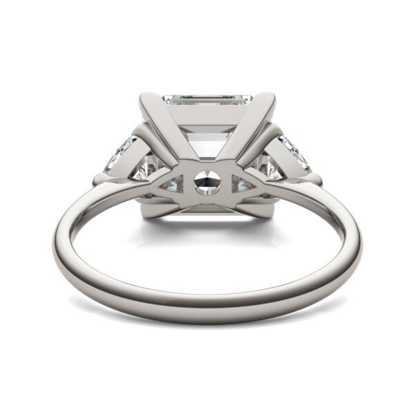 ASSCHER CLAW PRONG TRILLION THREE-STONE ENGAGEMENT RING