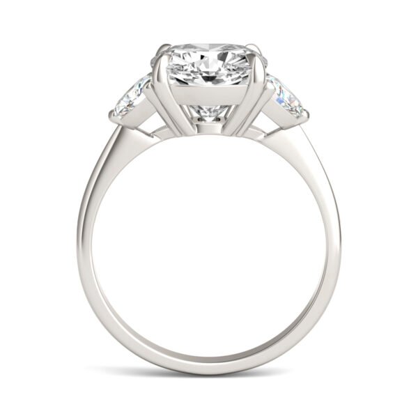 CUSHION CLAW PRONG TRILLION THREE-STONE ENGAGEMENT RING