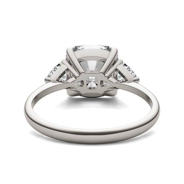 CUSHION CLAW PRONG TRILLION THREE-STONE ENGAGEMENT RING
